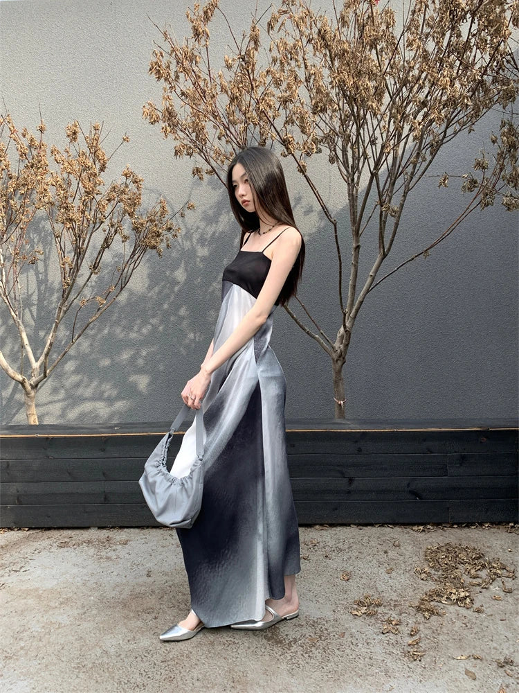 Ink Printing Long Slip Women’s Dress