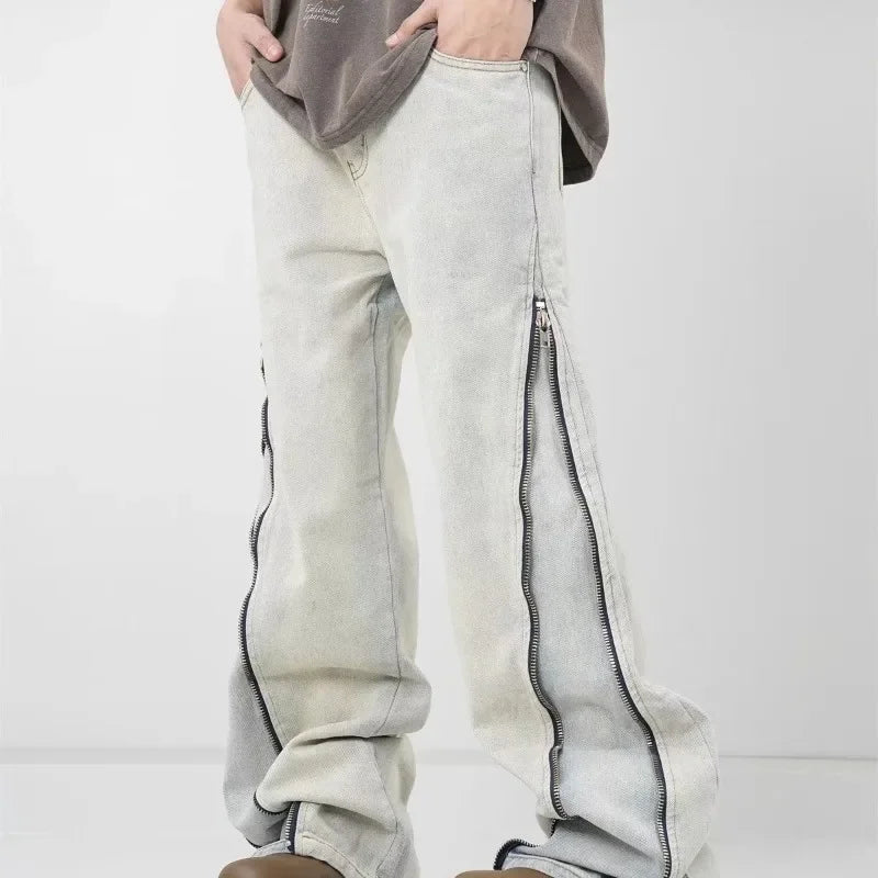 Jeans mit weitem Bein und breitem Reißverschluss