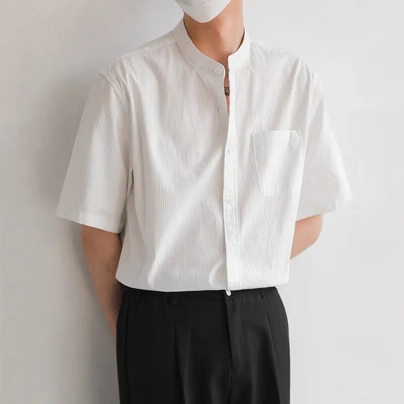Chemise de camp légère classique en soie de style coréen