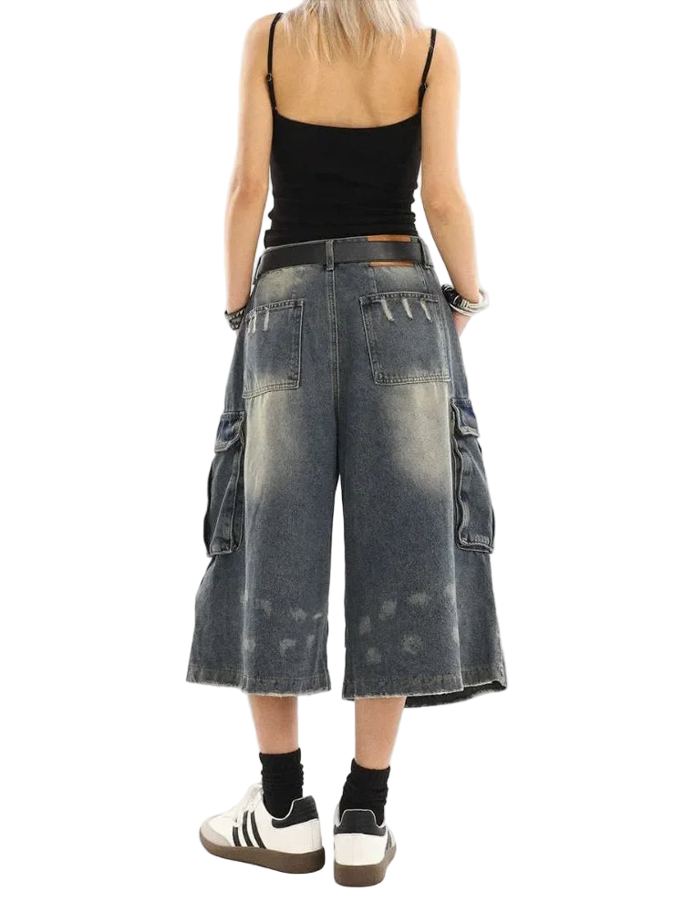 Vintage Washed Workwear Denim Jorts