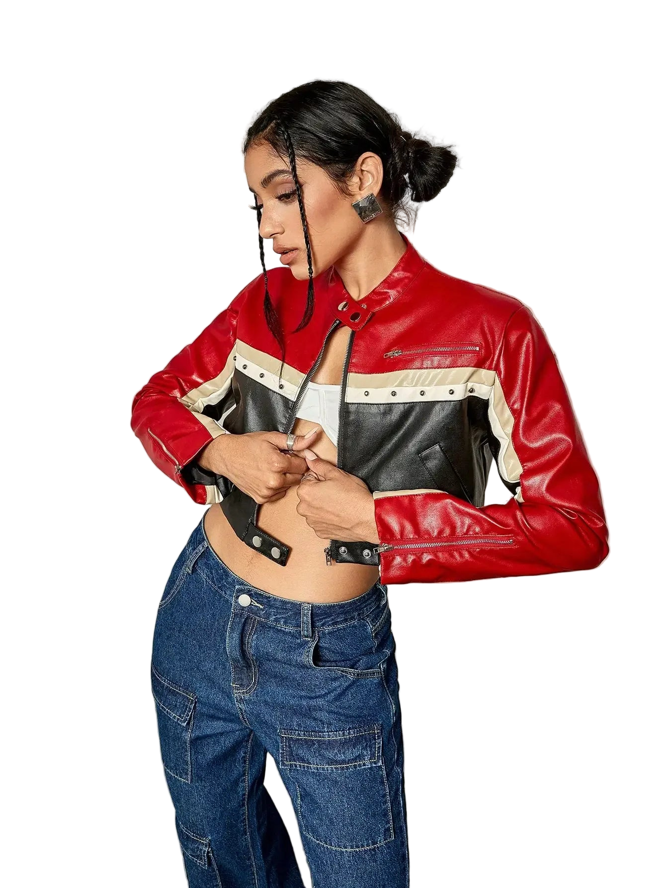 Y2k Punk Bikercore PU Racing Jacket