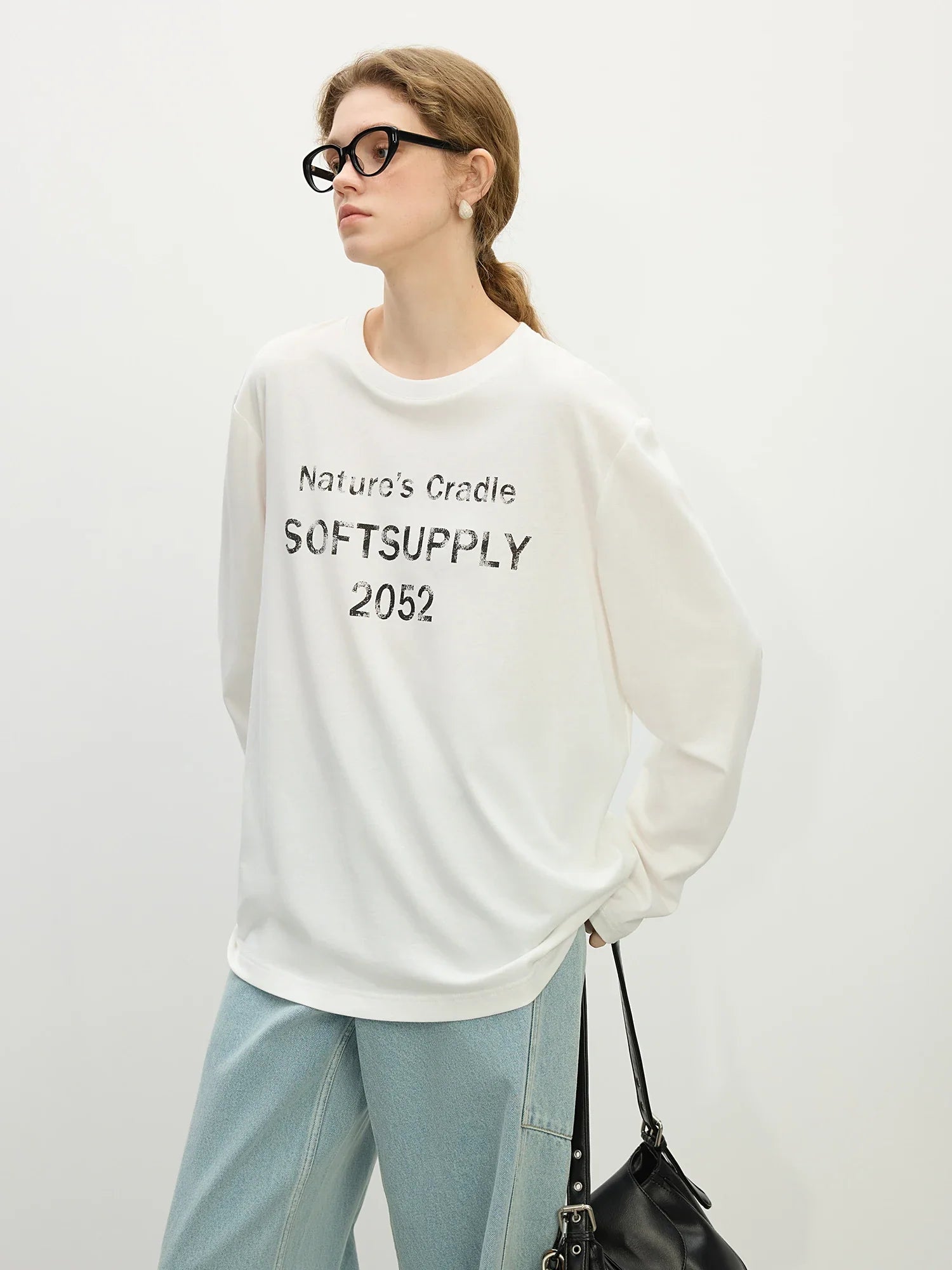 Weiches, lässiges Langarm-T-Shirt mit Buchstabenprint für den Frühling