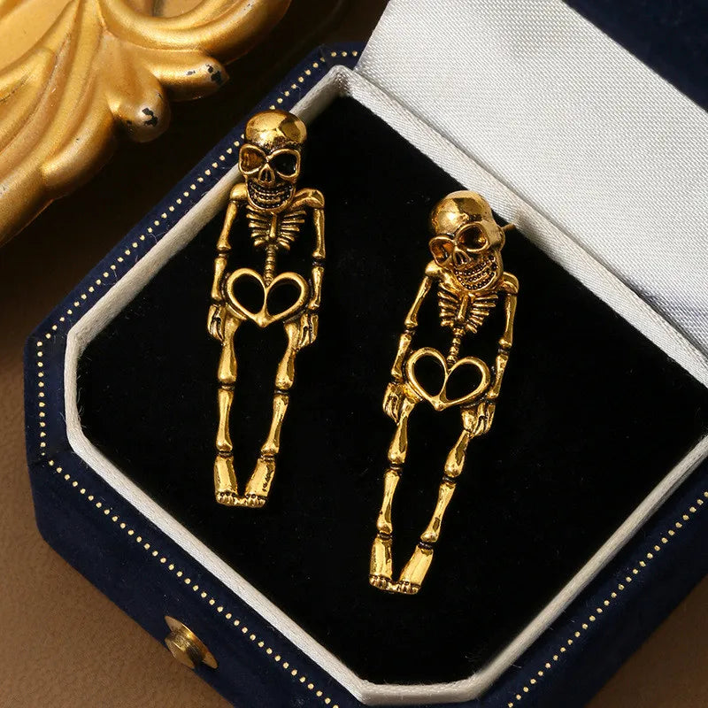 Gothic Skull Skeleton Drop Earring