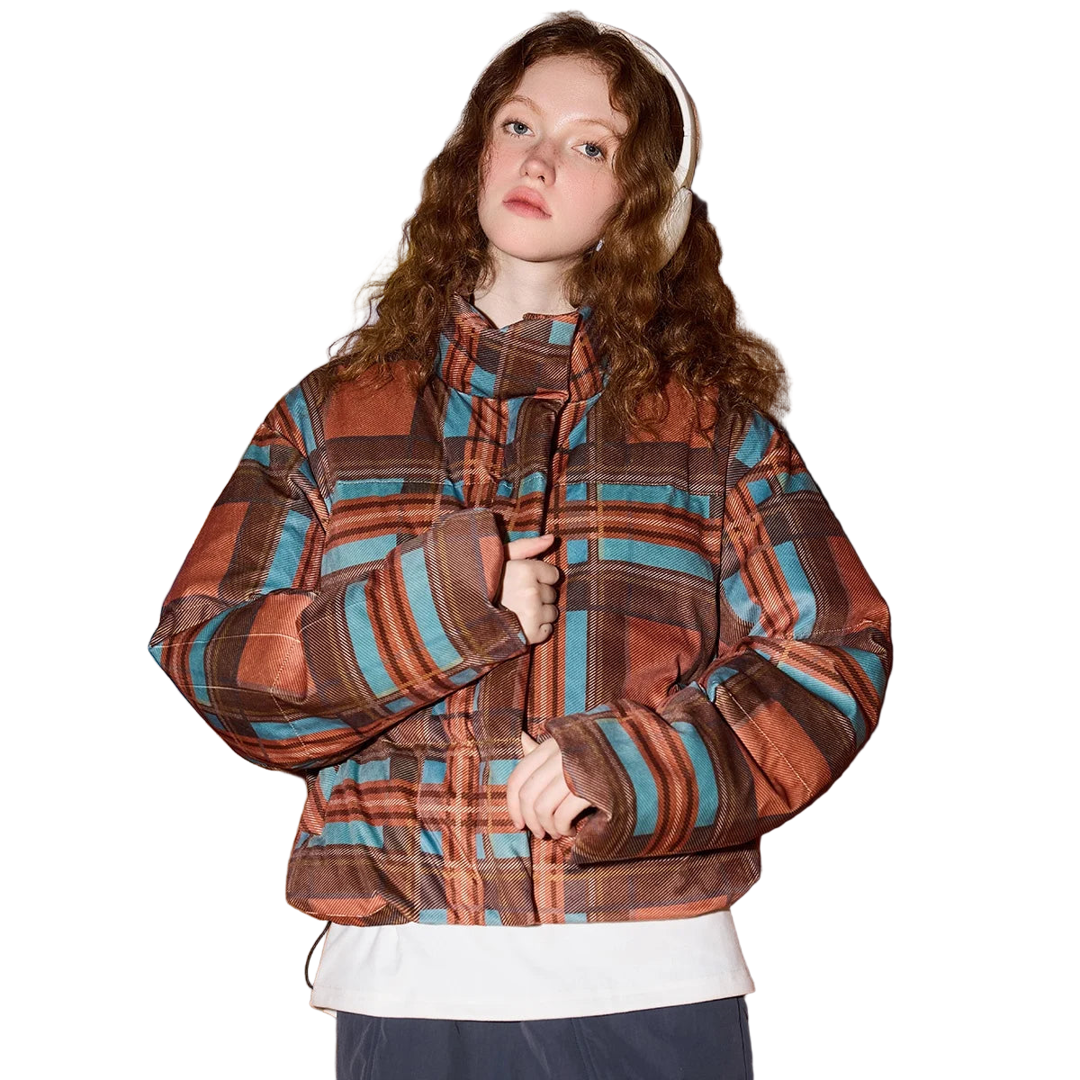Vintage American Plaid Puffer Jacket