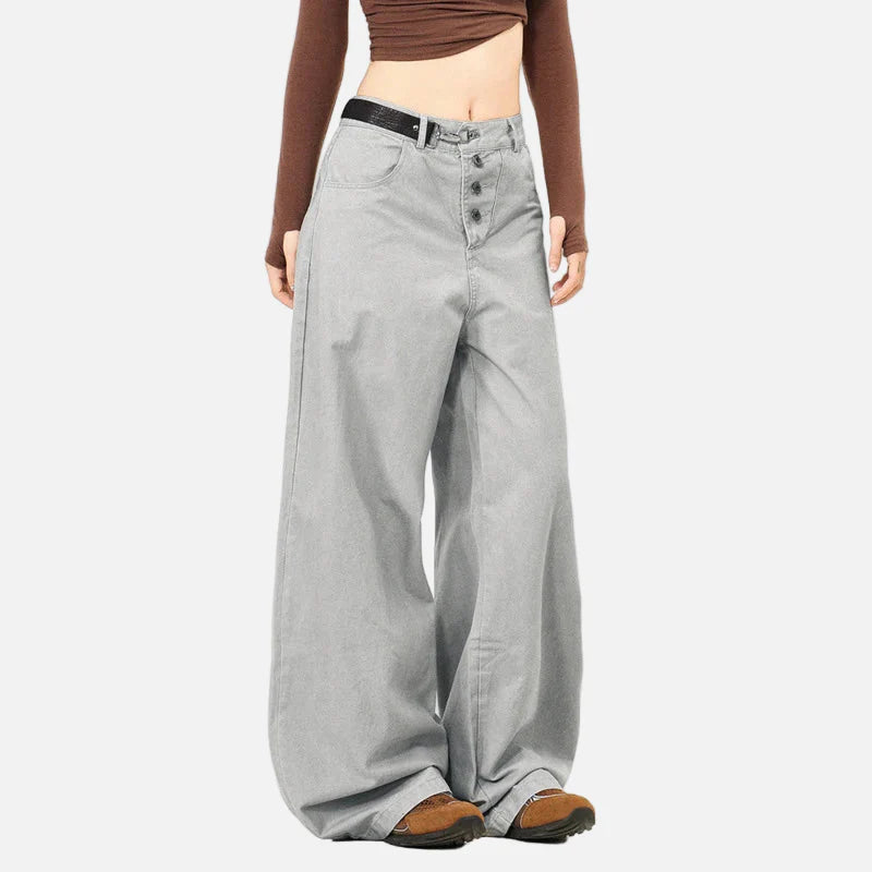 Pantalon streetwear hip-hop uni à ceinture