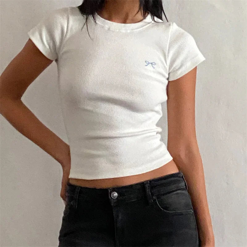 T-shirt femme à motif nœud vintage