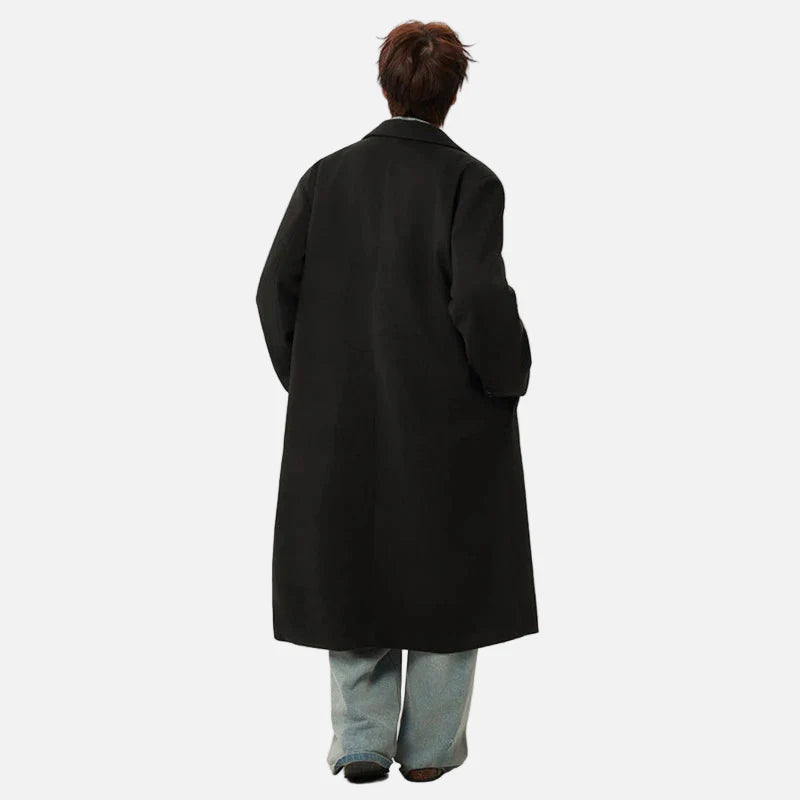 Koreanischer Retro-Wollmantel mit einem Knopf