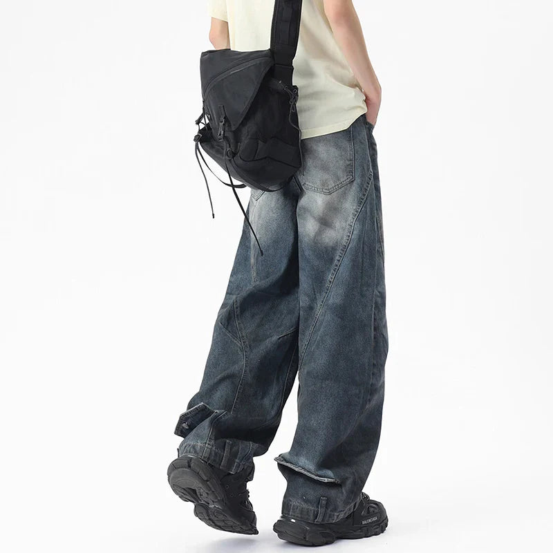 Lässige Jeans mit weitem Bein und Waschung für kühles Wetter