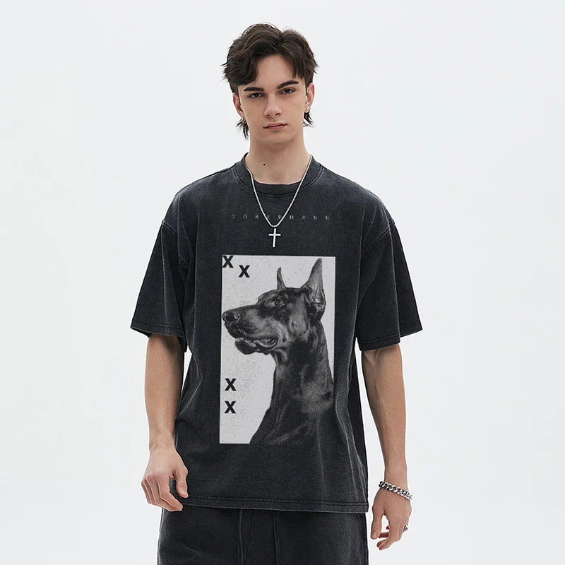 Dobermann-Hunde-Grafik-T-Shirt