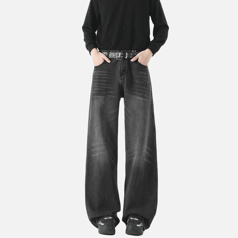 Warme, lässige Baggy Straight Leg Jeans