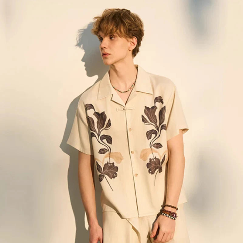 Chemise imprimée élégante à manches courtes et coupe ample