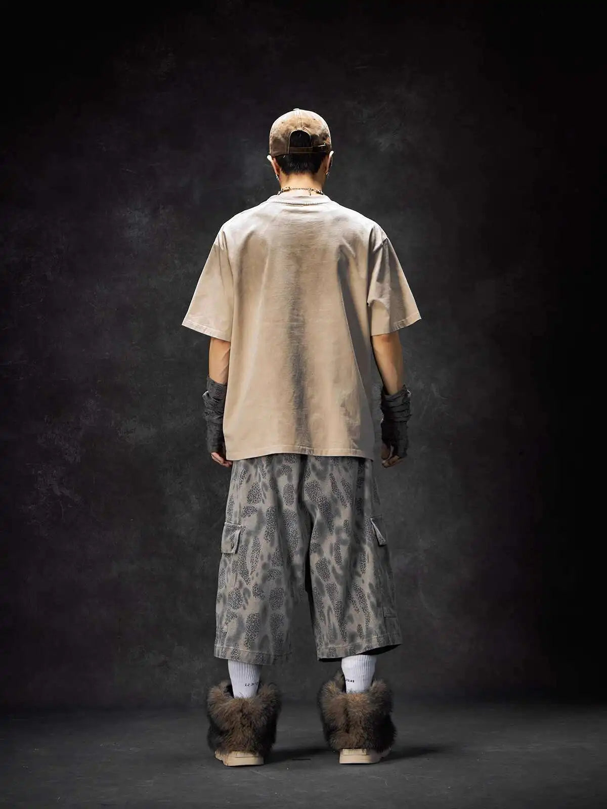 Hochwertige, kurze Jeansshorts mit Leopardenmuster