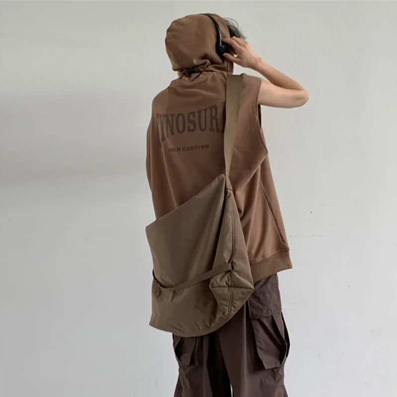 Débardeur à capuche sans manches en coton imprimé de lettres