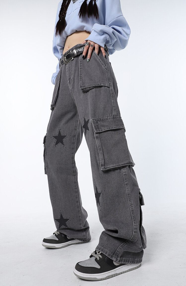 Y2K Stars Grafik-Jeans
