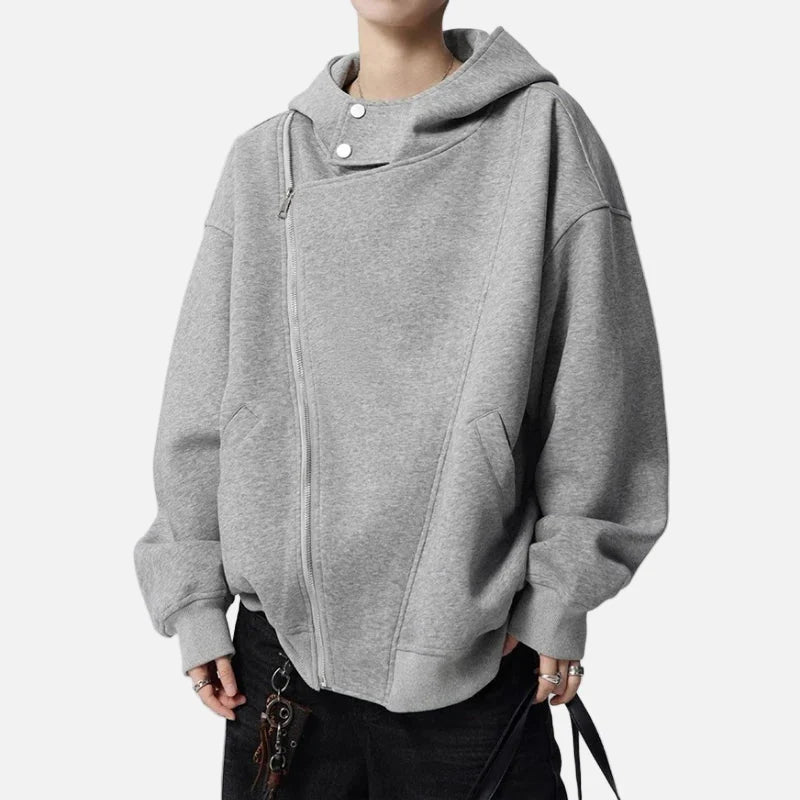 Kapuzenpullover mit unregelmäßigem Design und doppeltem Reißverschluss