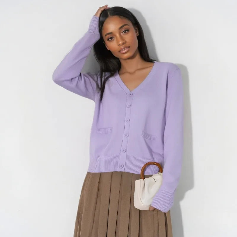 Elegante, einfarbige Strickjacke für Damen