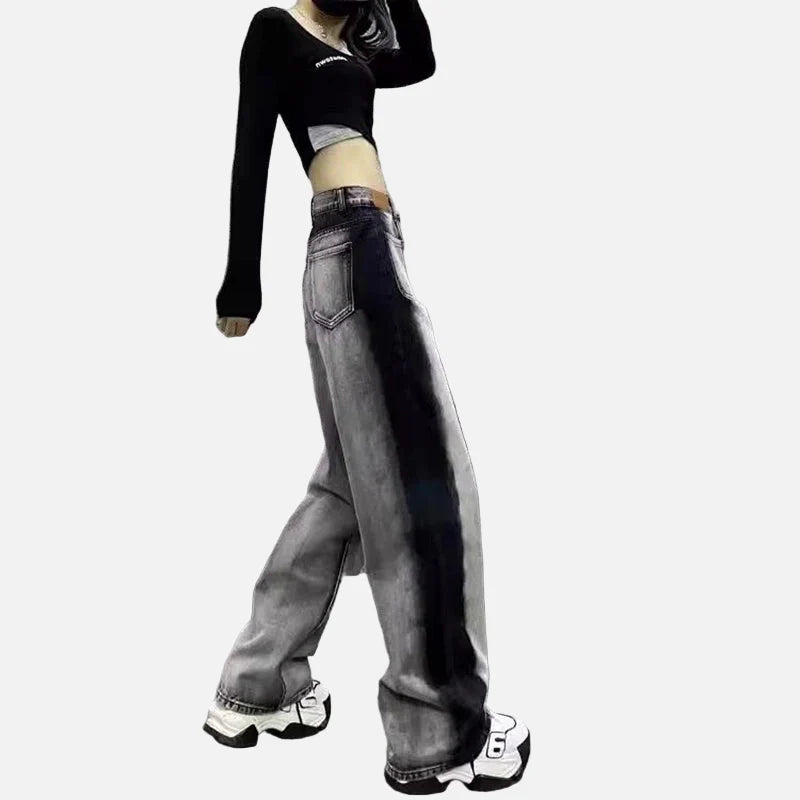 Herbstliche koreanische Jeans im großen Retro-Baggy-Stil