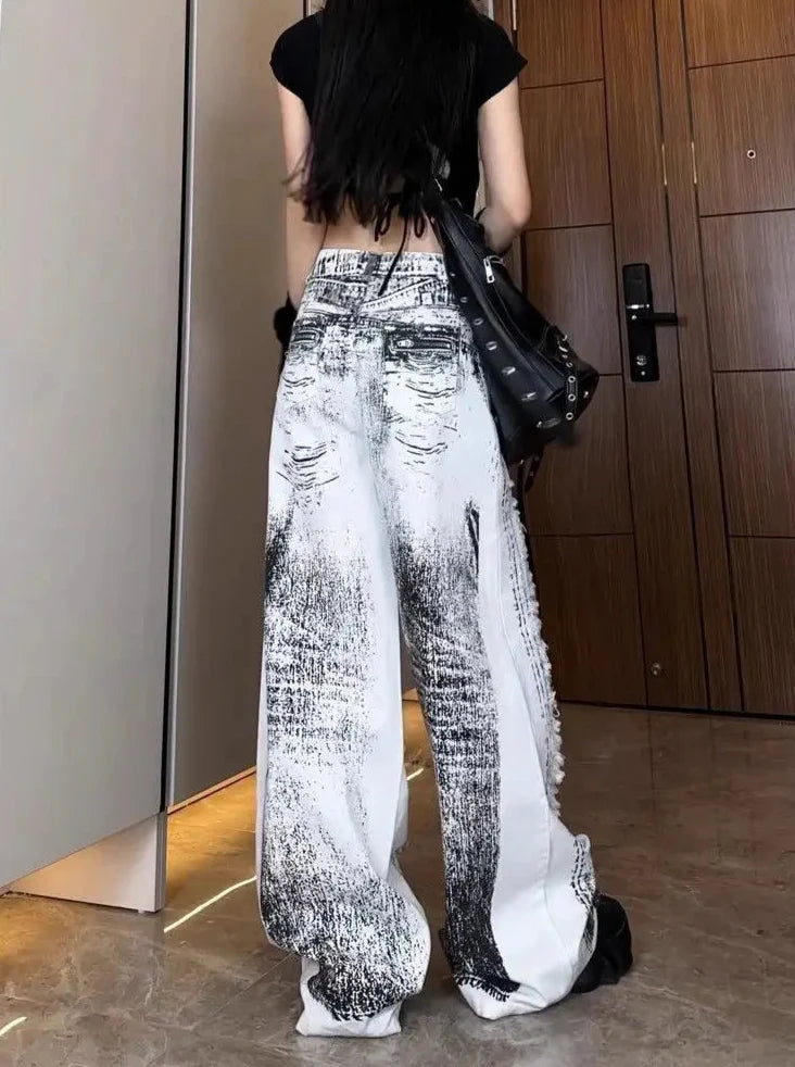 Vintage Damen Streetwear Ripped Denim Jeans