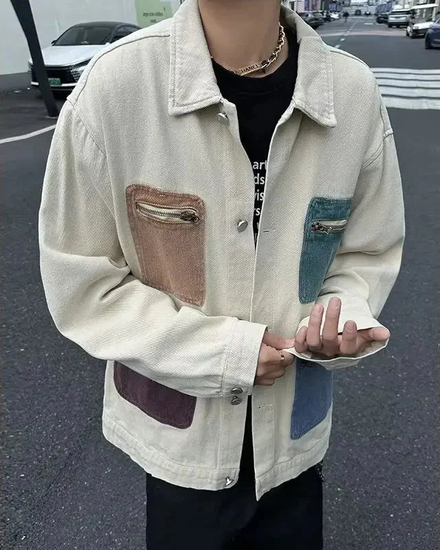 Veste en jean tendance style cowboy à poches multiples