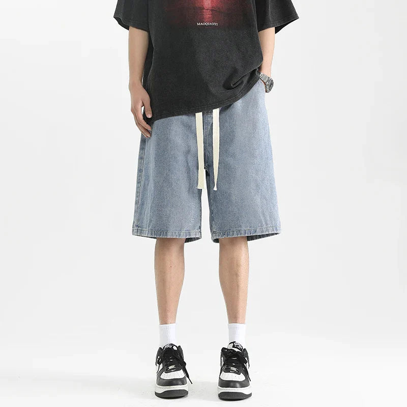 High Waist Loose Casual Washed Denim Short
