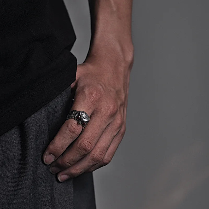 Niedlicher Punk-Eulen-Ring für offene Finger