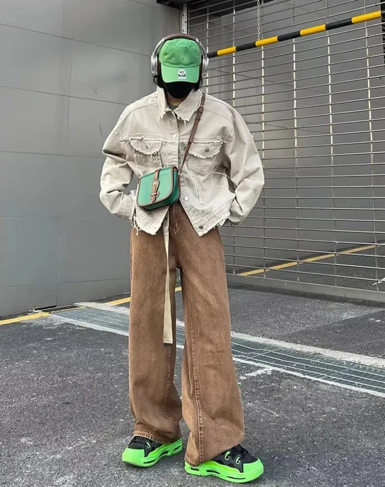 Ausgefranste Retro-Arbeits-Jeansjacke