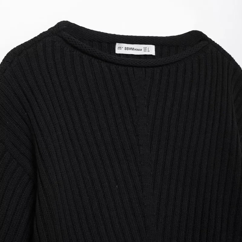 Schicker schwarzer Strickpullover für Damen
