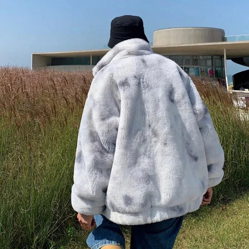 Warme Jacke aus festem Wollstoff mit Stehkragen, Reißverschluss und Kunstpelz