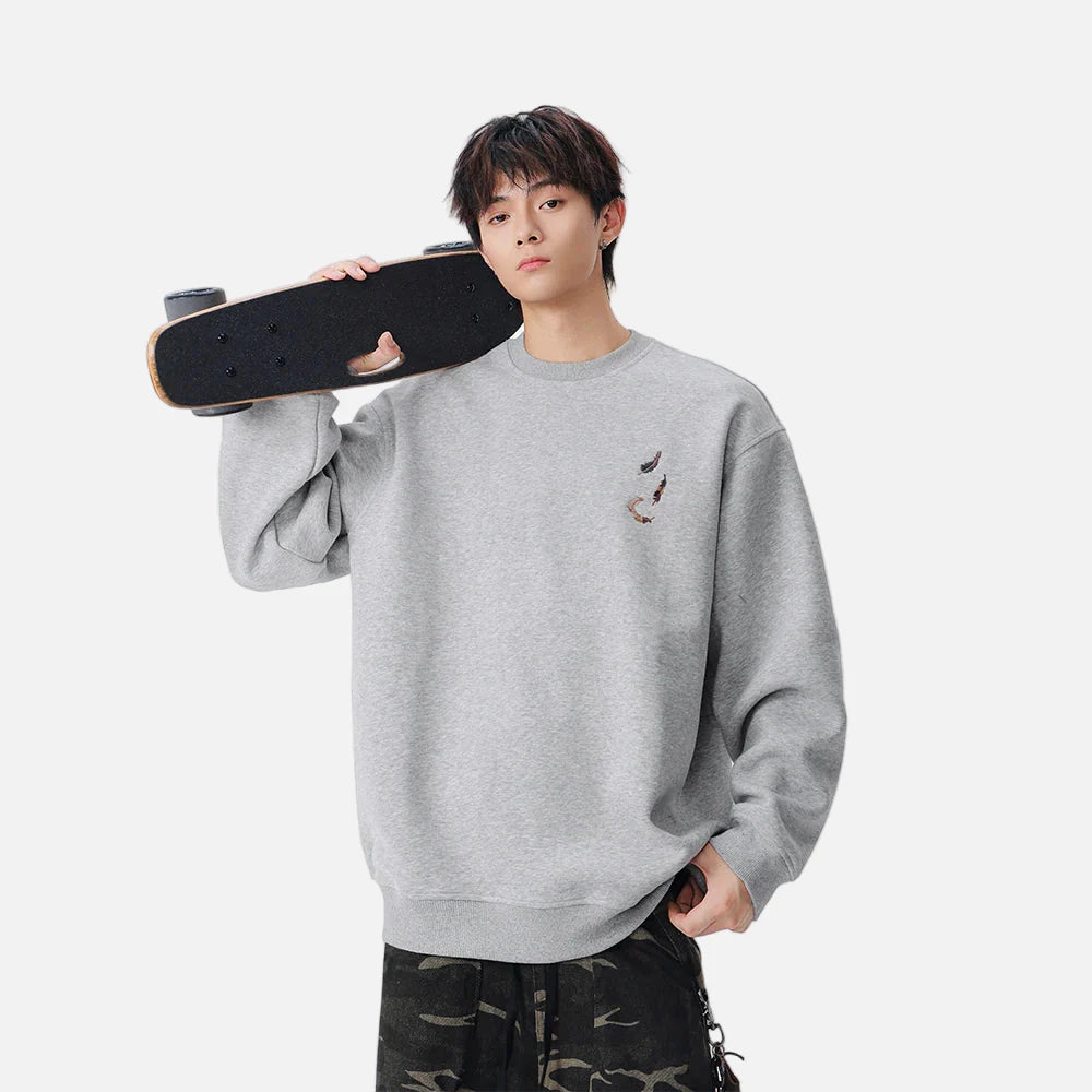 Y2K-Sweatshirt mit abstraktem Muster und Rundhalsausschnitt