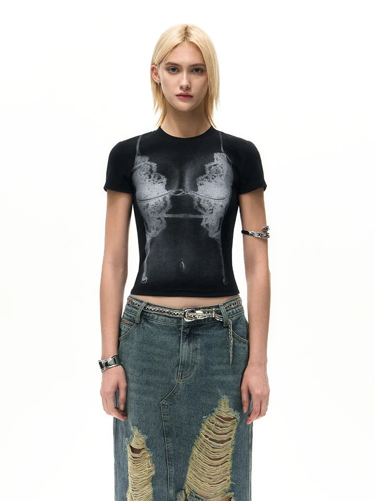 Y2K Damen Crop Top T-Shirt