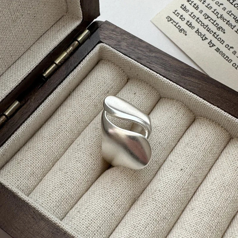 Wave Wide Irregular Matte Punk Ring