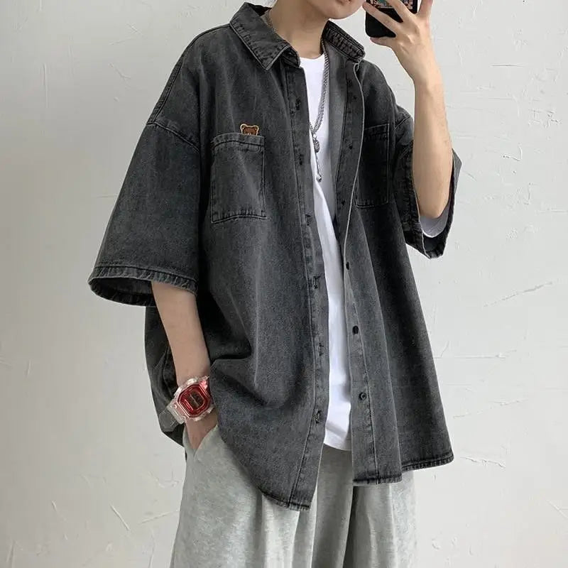 Chemise à manches courtes élégante style hip-hop rétro japonais