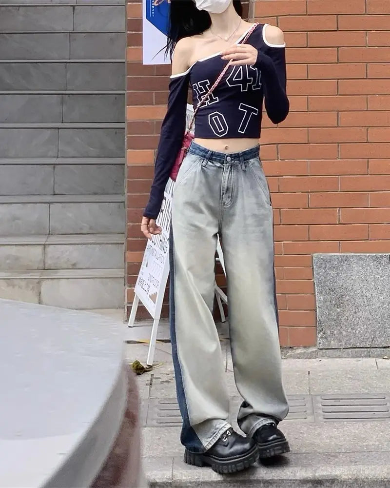 Retro-Patchwork-Jeans im Retro-Look