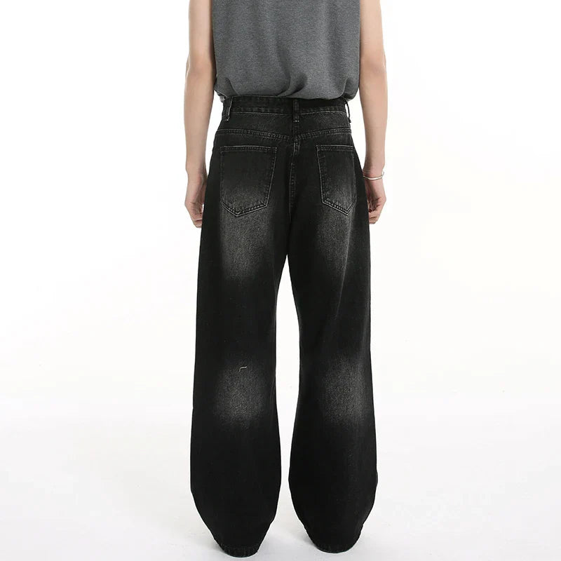 Hochwertige, abgenutzte Burr Straight Jeans