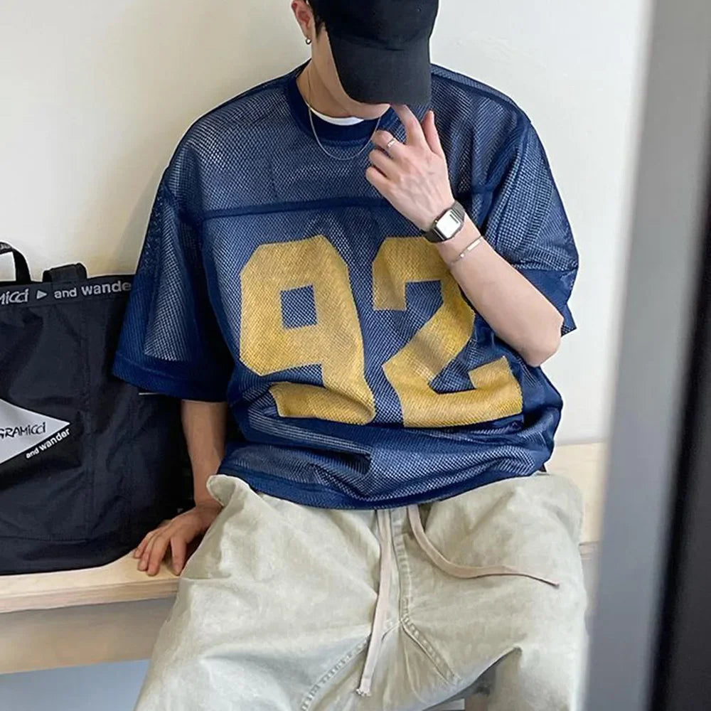 T-shirt de baseball respirant en maille pour homme