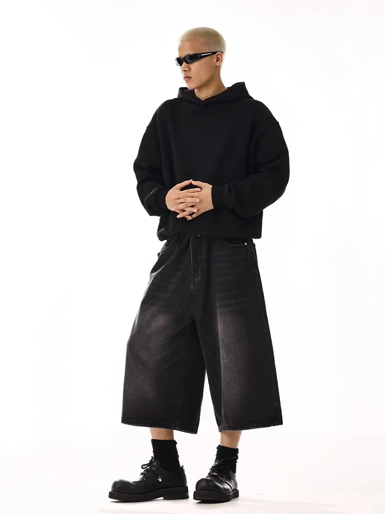 Plus Size Wide-Leg Denim Jorts