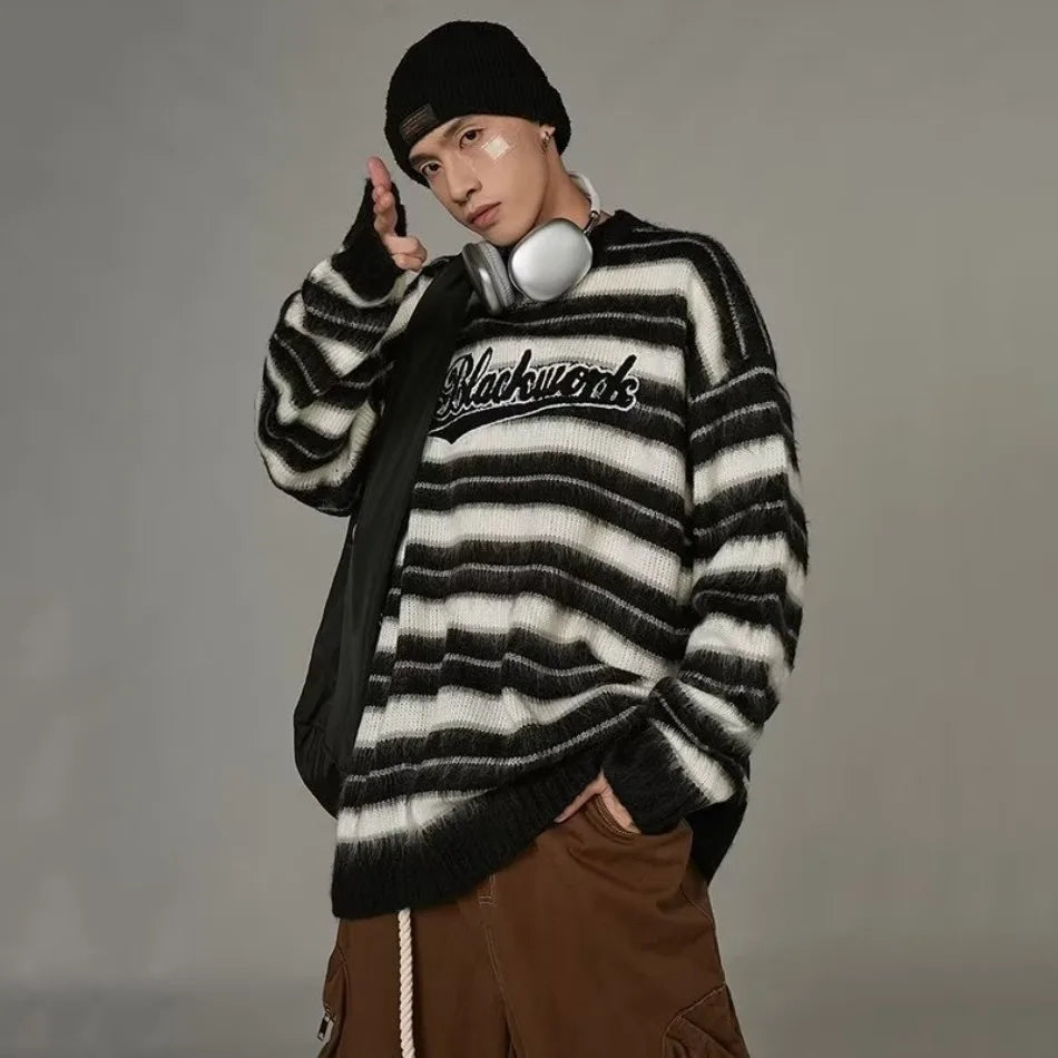 Gestreifter Strickpullover im Vintage-Stil im amerikanischen Stil