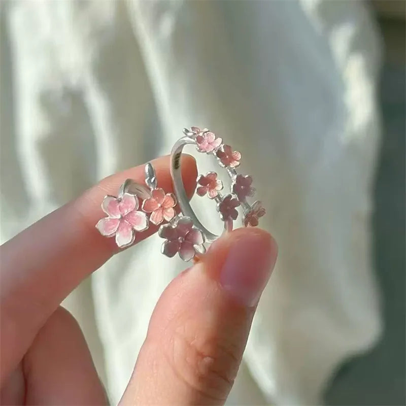 Fingerring mit süßem Farbverlauf und Blumen