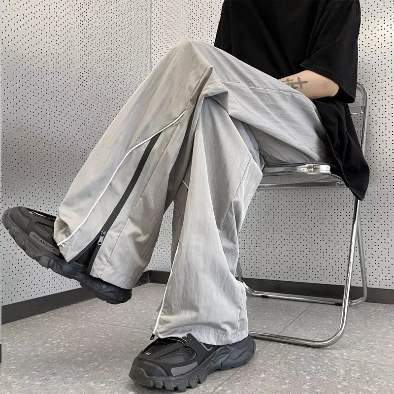 Bequeme Streetwear-Sommerhose mit elastischem Bund und geradem Bein