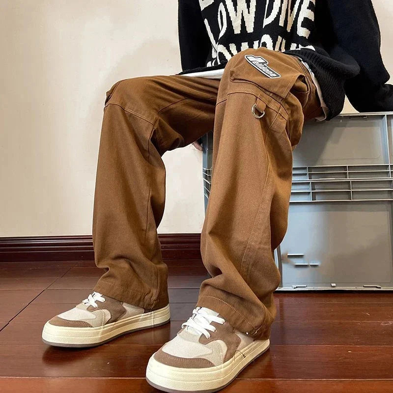 Streetwear Casual Unifarbene Weite Bein Baggy Hose
