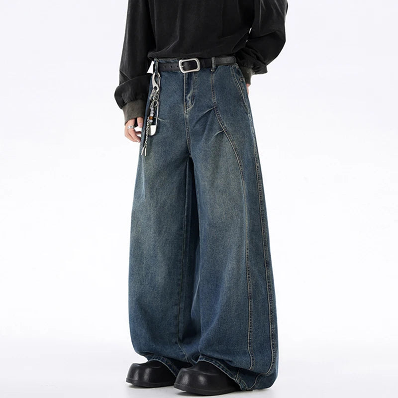 American-Style Wide Leg Denim Pants