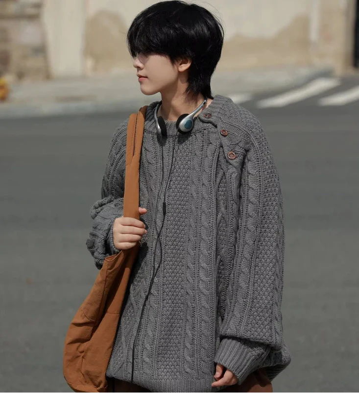 Pull en maille respirant, chaud et rétro, style simple
