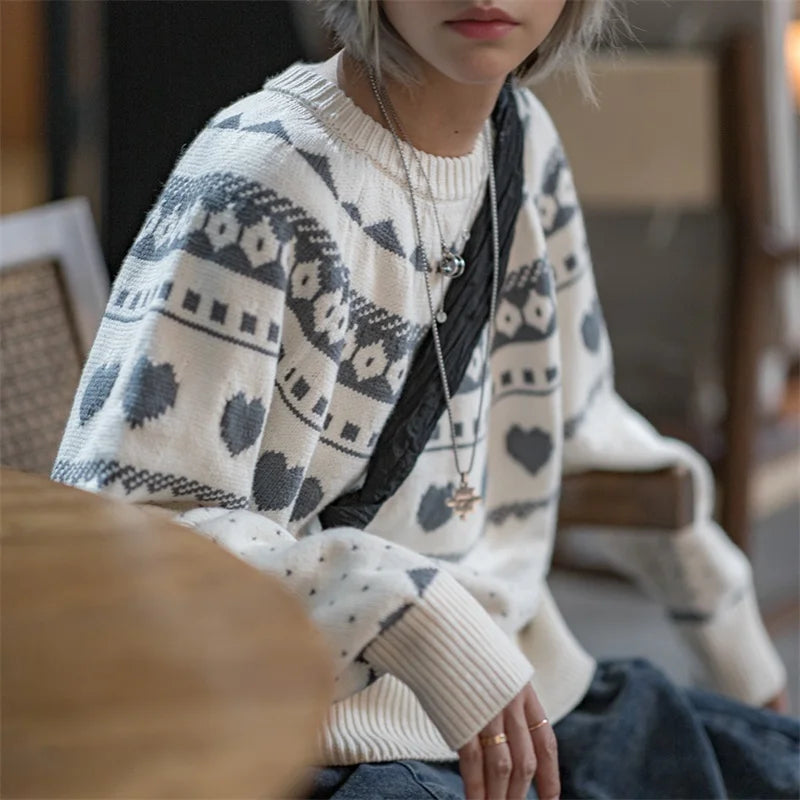 Pull décontracté en maille Fair Isle pour homme