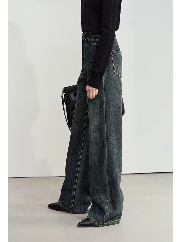 Vintage-Jeans mit gewaschenem, lockerem Schnitt und geradem Bein
