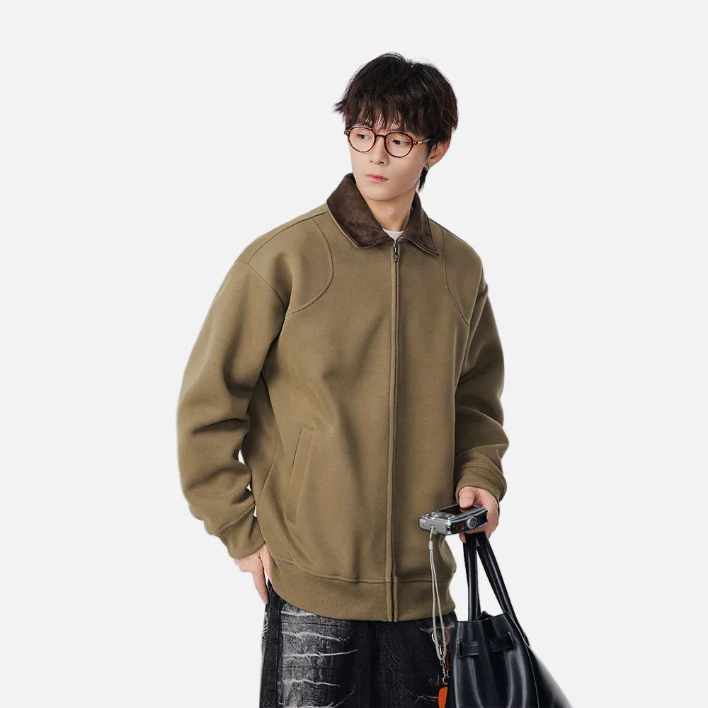 Modische Freizeitjacke mit Kontrastkragen und Reißverschluss