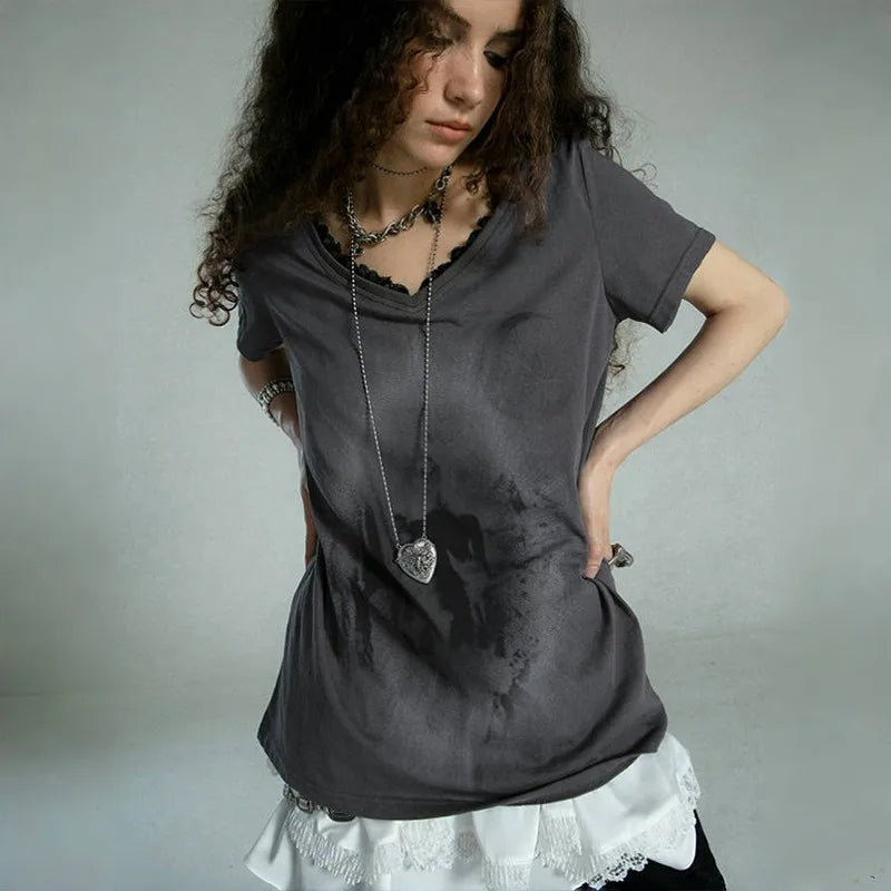 T-shirt imprimé graffiti style grunge vintage