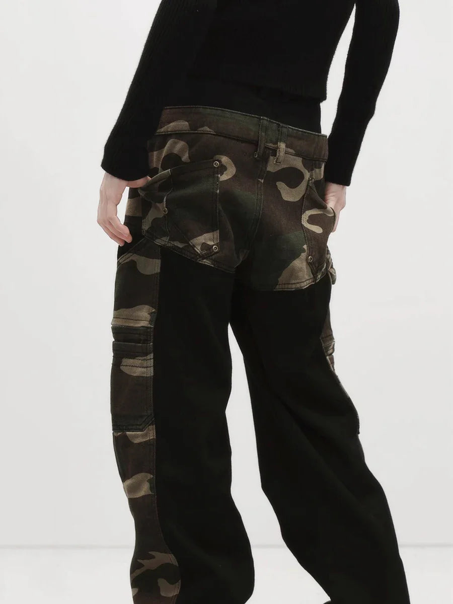 Signature Stylish Vintage Color Block Camo Jeans