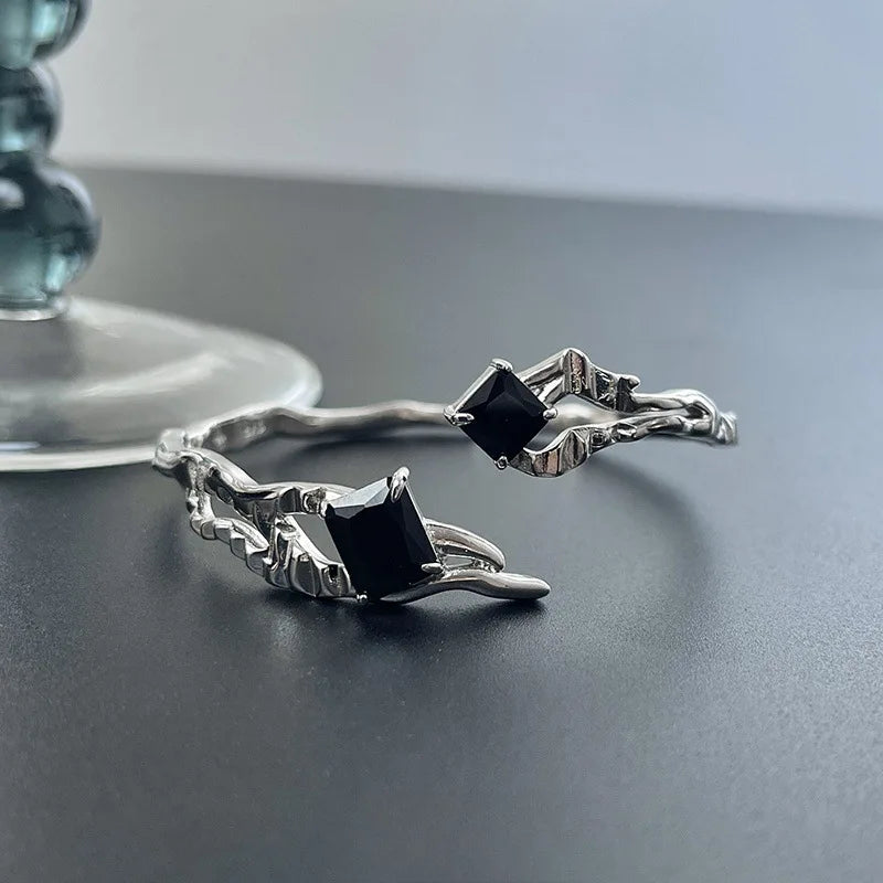 Geometric Black Square Sterling Silver Bracelet