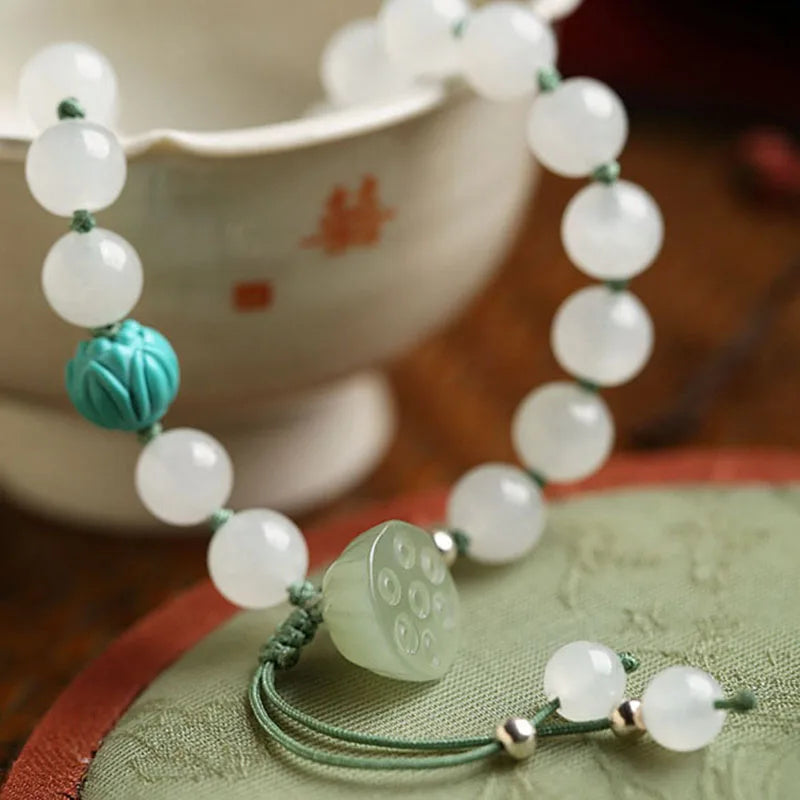 Bracelet en cristal de jade blanc de haute qualité