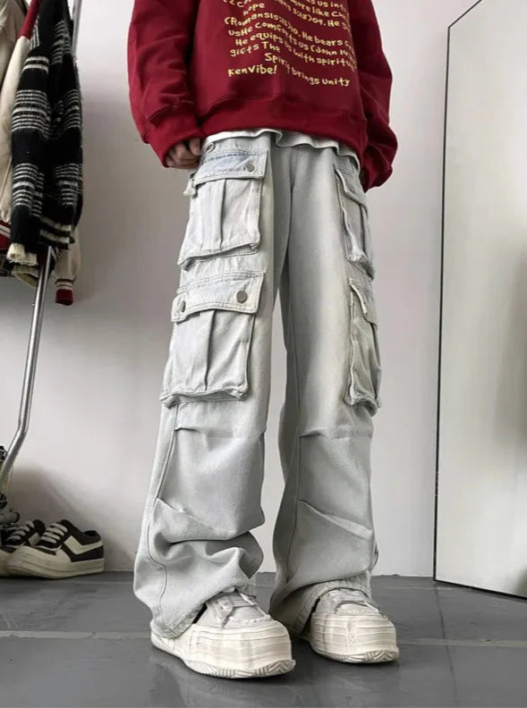 Patchwork Straight Cargo Jeans für Herren